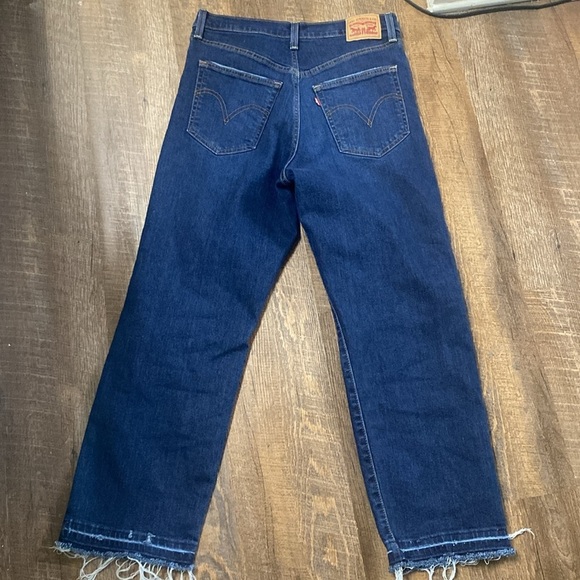 LEVI’S PREMIUM 501 RIBCAGE STRAIGHT ANKLE UNDONE HEM FOR FREE PEOPLE LUXEDENIM - Picture 7 of 14